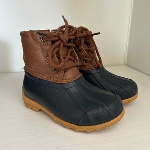 Sperry Toddler Port Boots Duck Boots Navy and Brown Size 8